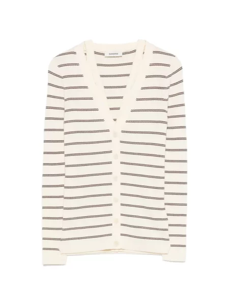 Cardigan Sandro cu dungi cu decolteu în V