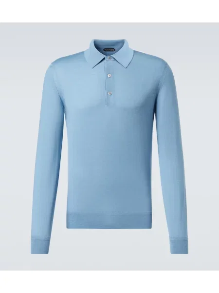 Polo Tom Ford de mătase albastru
