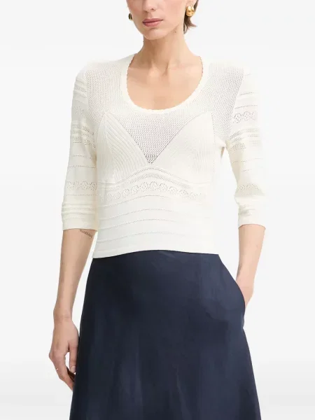 Pulover Twinset tricotate cu mâneci trei sferturi alb