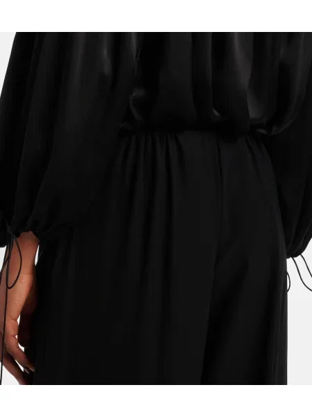 Pantaloni Chloé de mătase negru