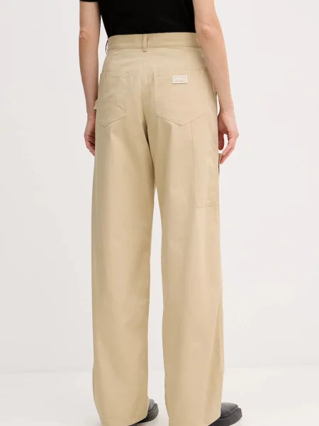 Kenzo spodnie proste high waist beżowy