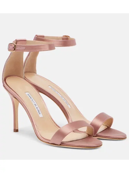 Sandale Manolo Blahnik din satin roz