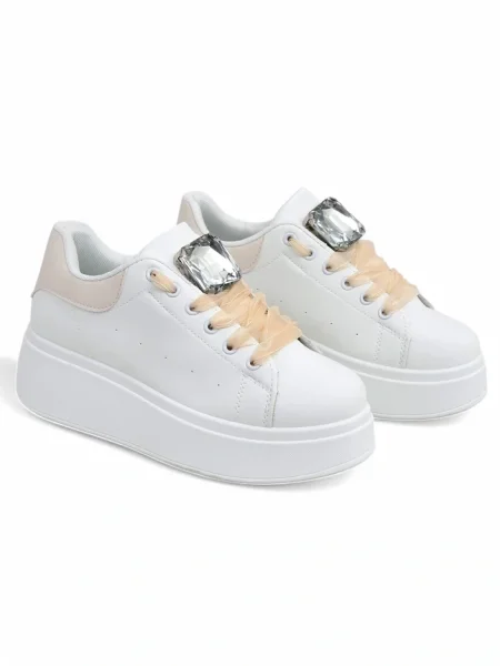 Sneakerși Resti cu platformă alb