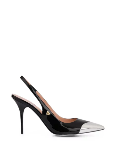 Pantofi cu toc Love Moschino din piele slingback negru
