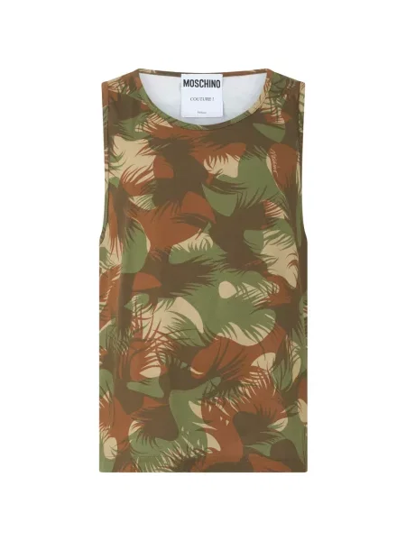 Cămașă Moschino fără mâneci cu imagine cu model camuflaj verde