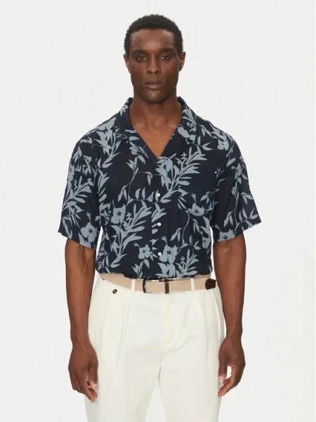 Риза Tommy Hilfiger мъжка със свободна кройка синьо