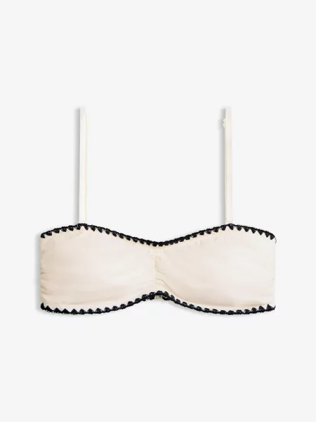 Biustonosz bikini bandeau z haftem białe
