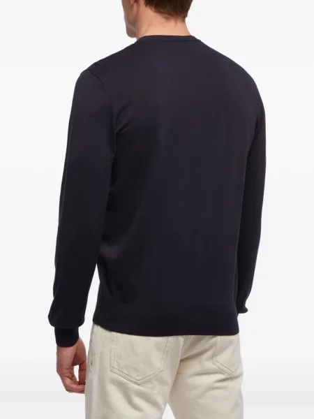 Pulover Brooks Brothers de lână cu decolteu rotund albastru