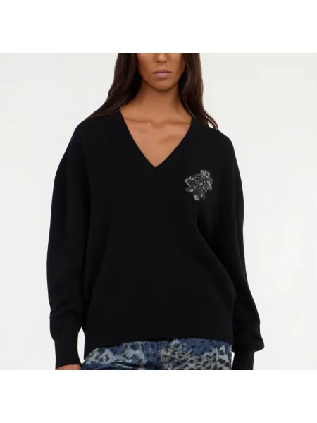 Sweter Roberto Cavalli z kaszmiru czarny