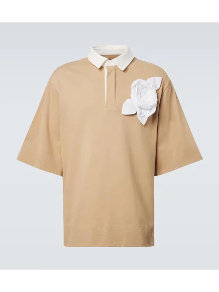 Polo Simone Rocha cu model floral din jerseu bej