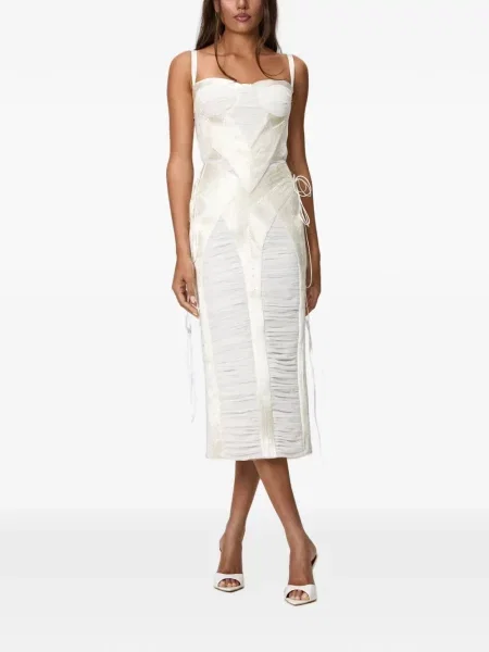 Rochie midi Norina St cu volane alb