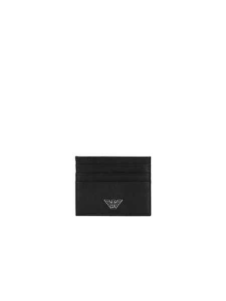 Portfel Emporio Armani skórzany z logo czarny