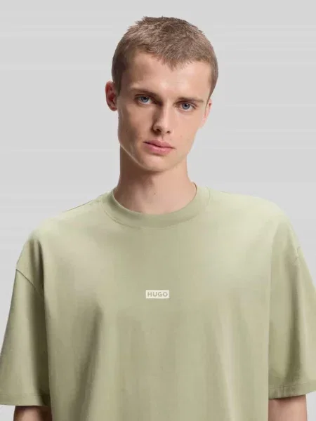 T-shirty oversized z czystej bawełny model Nalono' Hugo Blue niebieska