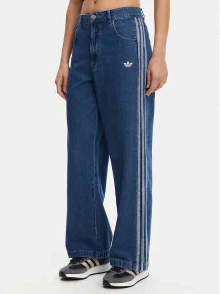 Adidas Blugi adicolor Denim Wide Leg albastru