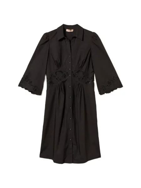 Rochie midi Twinset din dantelă până la genunchi de costum negru