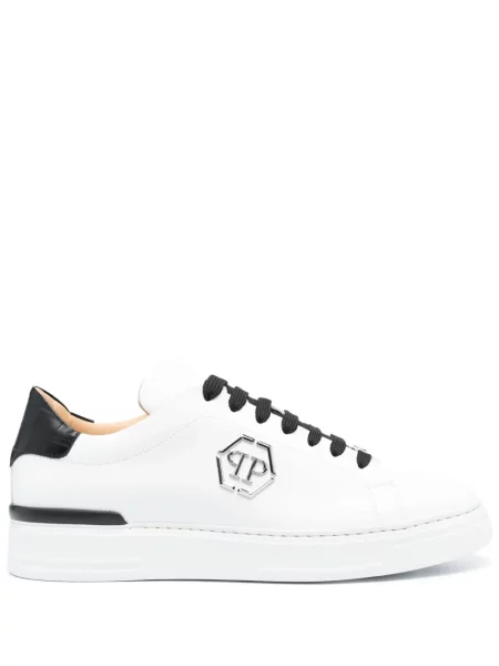Δερμάτινα sneakers Philipp Plein με αυτόγραφο λευκό