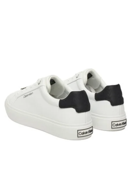 Calvin Klein Sneakersy Vulc Lace Up Lth/Moire Bt biela