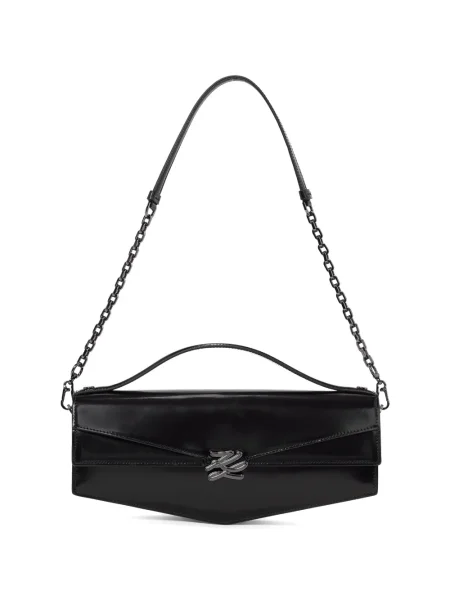Кожена кожена чанта Karl Lagerfeld K/Autograph с автограф черно