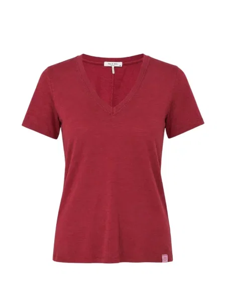 Tricou Rag & Bone cu decolteu în V roșu