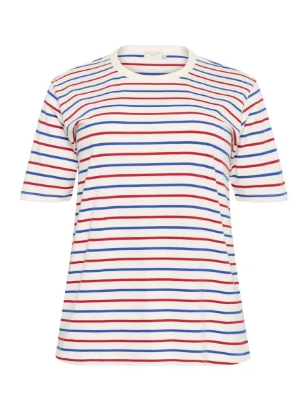 KAFFE CURVE Póló Winni krém / sötétkék / rikító piros