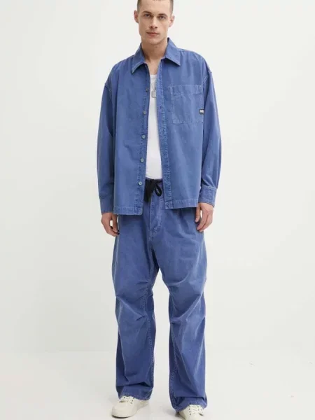 Košile G-Star Raw relaxed s klasickým límcem modrá
