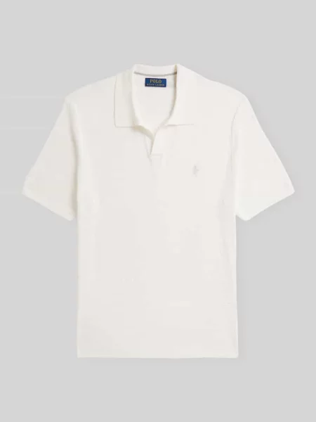Koszulka polo z mieszanki bawełny i lnu krój regular fit Polo Ralph Lauren biała