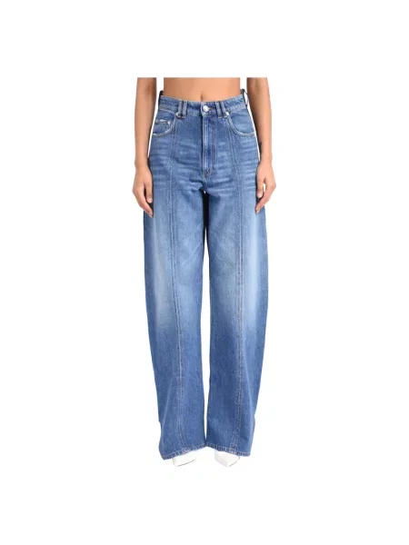 Szerokie jeansy Sportmax z 5 kieszeniami niebieskie