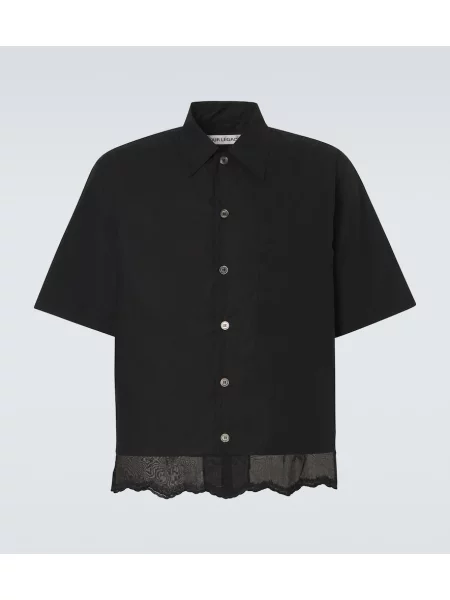 Poplínová košile Our Legacy s výšivkou černá