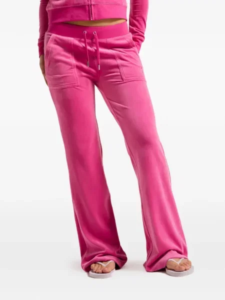 Είδος βελούδου τρέξιμο παντελόνι Juicy Couture με χαμηλή μέση ροζ