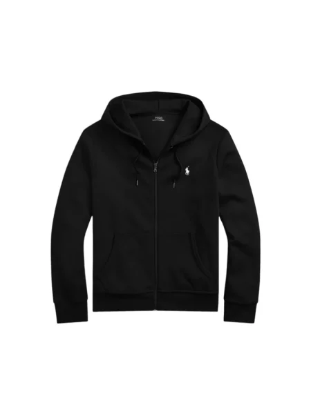 Lniana bluza z kapturem Polo Ralph Lauren z kapturem czarna
