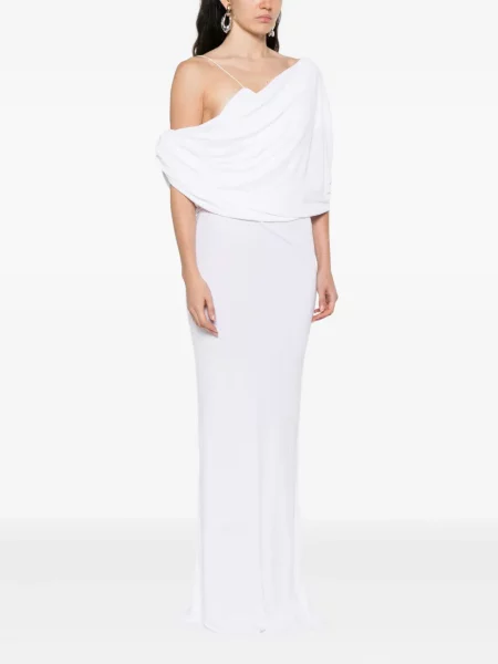 Rochie maxi Christopher Esber drapată de costum alb