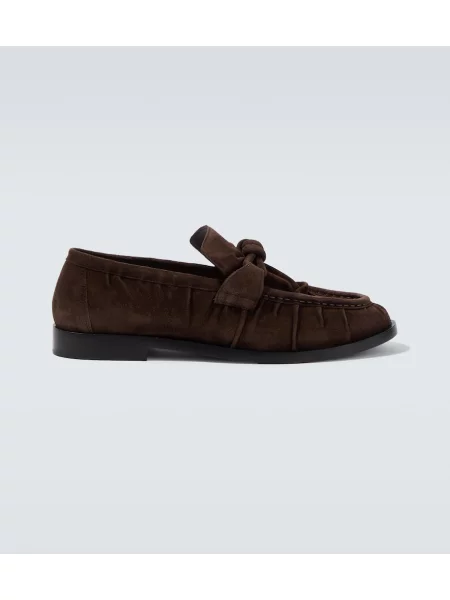 Pantofi loafer Bottega Veneta din piele de căprioară maro