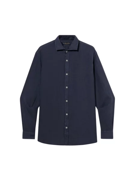 Lniana koszula Brooks Brothers niebieska