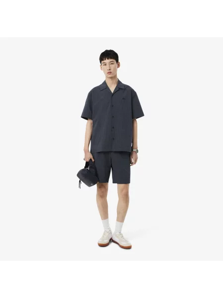 Lacoste Koszula Seersucker O Luźnym Kroju czarny