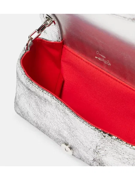 Usnjena usnjena torbica Christian Louboutin srebrna