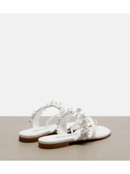 Chiloți tanga Manolo Blahnik din piele alb