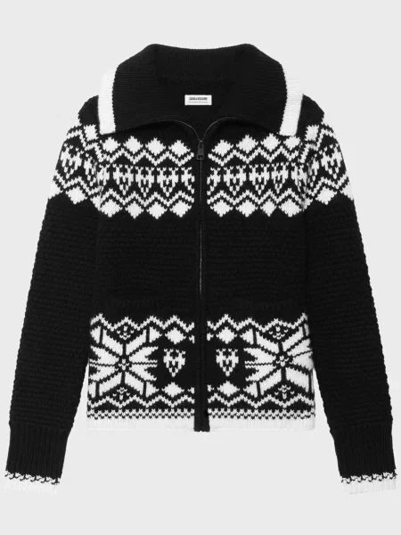 Шерстяной кардиган Zadig&voltaire с принтом черный