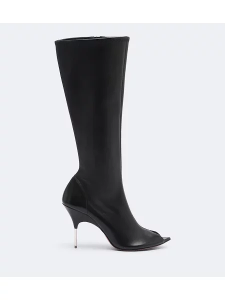 Cizme Amina Muaddi din piele negru