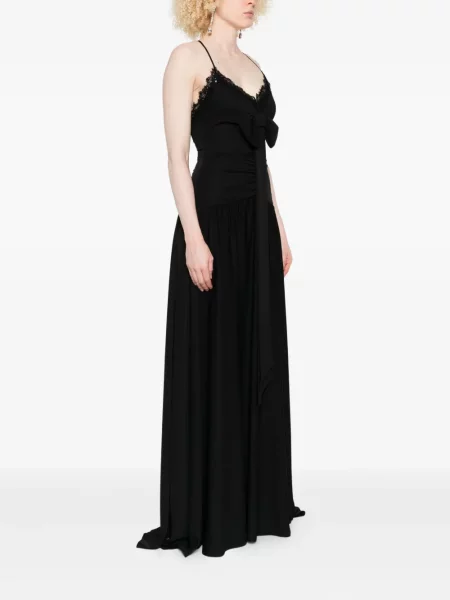Rochie Nissa cu funde din dantelă de costum negru