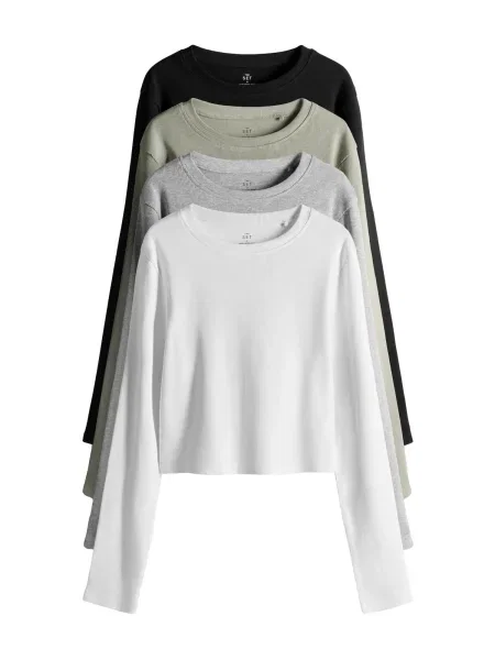 The Set Tričko šedá / khaki / černá bílá