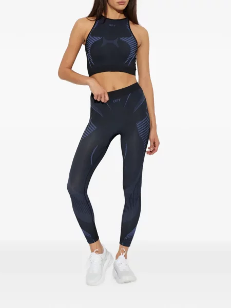 Leggings Off-white cu autograf alb