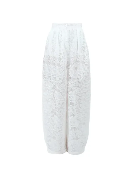 Pantaloni Rowen Rose din dantelă alb