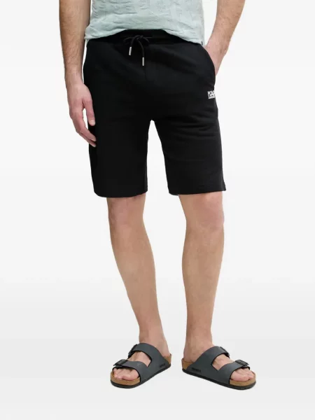 Pantaloni scurți Karl Lagerfeld cu imagine cu cordon negru