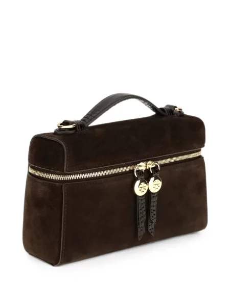 Szarvasbőr shopper táska Tory Burch autogrammal barna