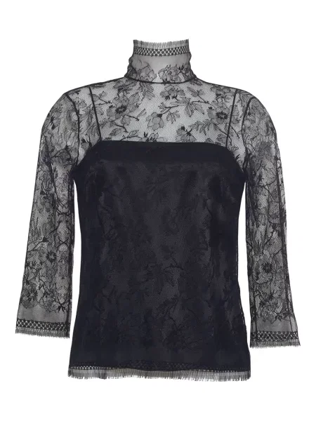 Bluzka Adam Lippes w kwiatki koronkowa czarna