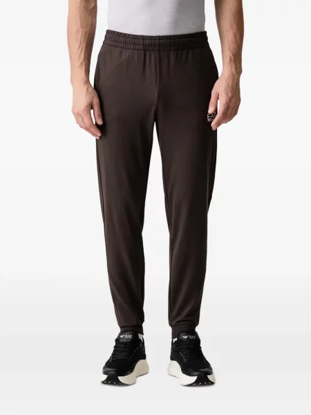 Spodnie Ea7 Emporio Armani z nadrukiem do biegania brązowe