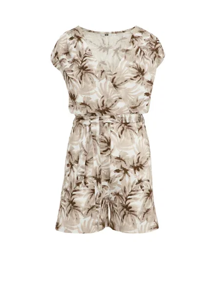 WE Fashion Salopeta bej / maro / coajă de ou alb