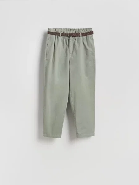 Reserved Pantaloni cu curea verde-pal verde