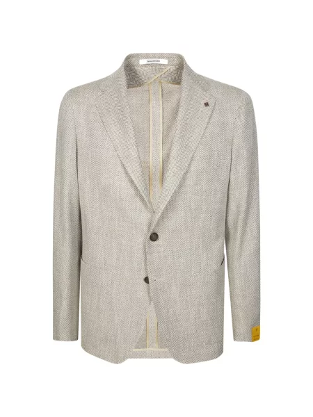 Geacă Tagliatore cu model herringbone cu un singur rând de nasturi gri