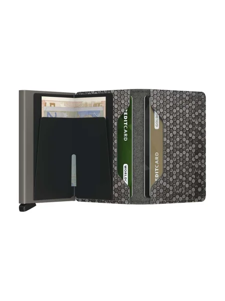 Secrid bőr pénztárca Slimwallet Hexagon Grey szürke